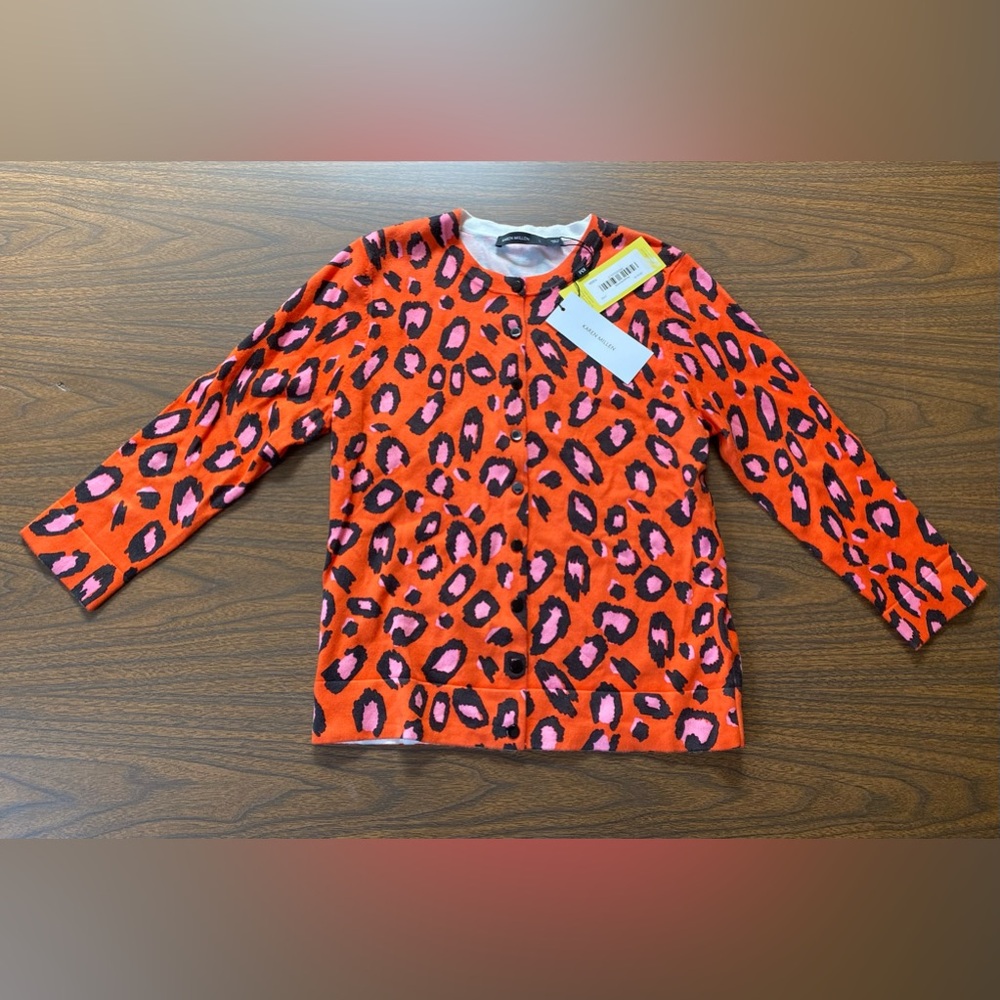 Karen Millen 3/4 sleeve cardigan Large orange and pink